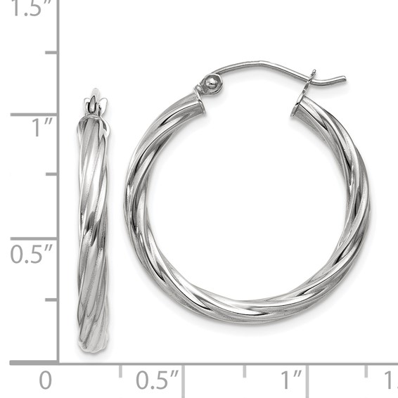 3.25mm Gold Twisted Hoop Earrings