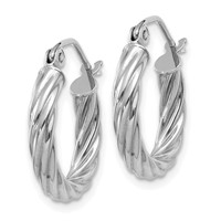 14K White Gold Polished 3.25mm Twisted Hoop Earrings view 2