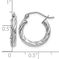 14K White Gold Polished 3.25mm Twisted Hoop Earrings view 4