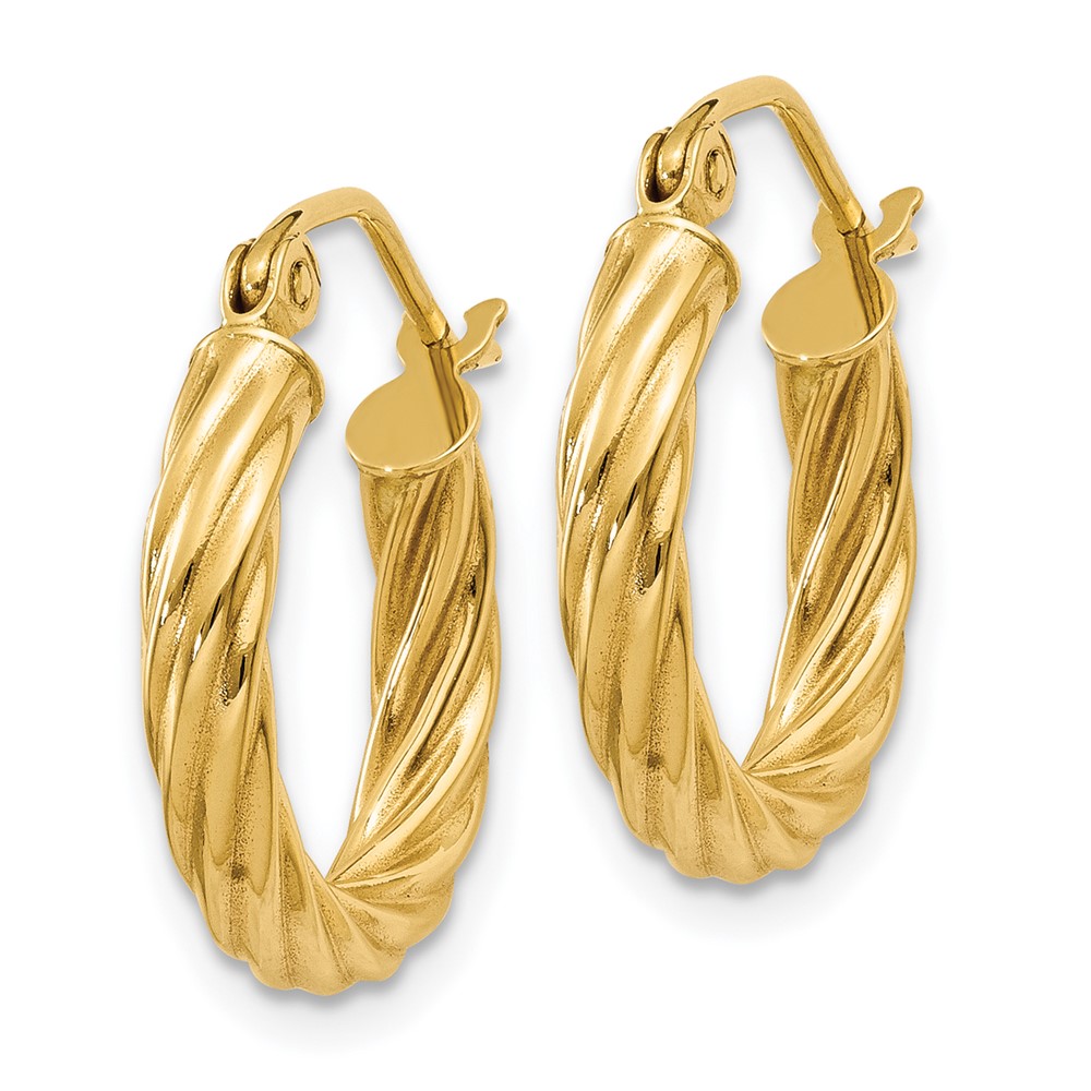 14k Polished 2.75mm Twisted Hoop Earrings (TC387)