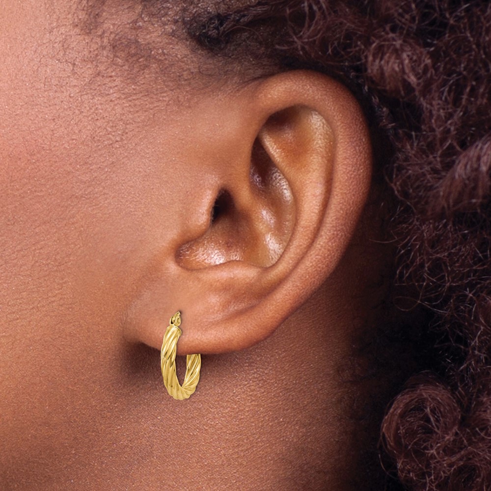 14k Polished 2.75mm Twisted Hoop Earrings (TC387)