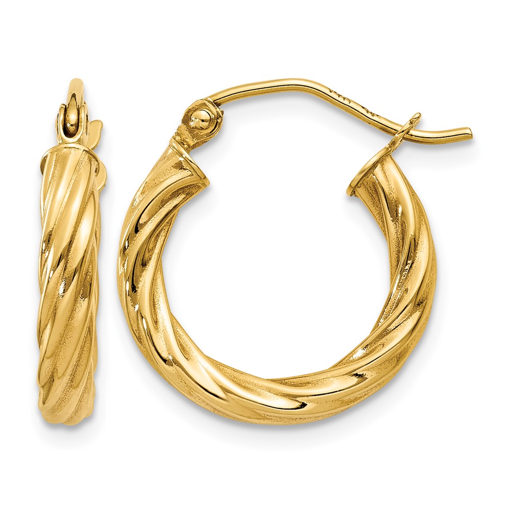 14k Polished 2.75mm Twisted Hoop Earrings (TC387)