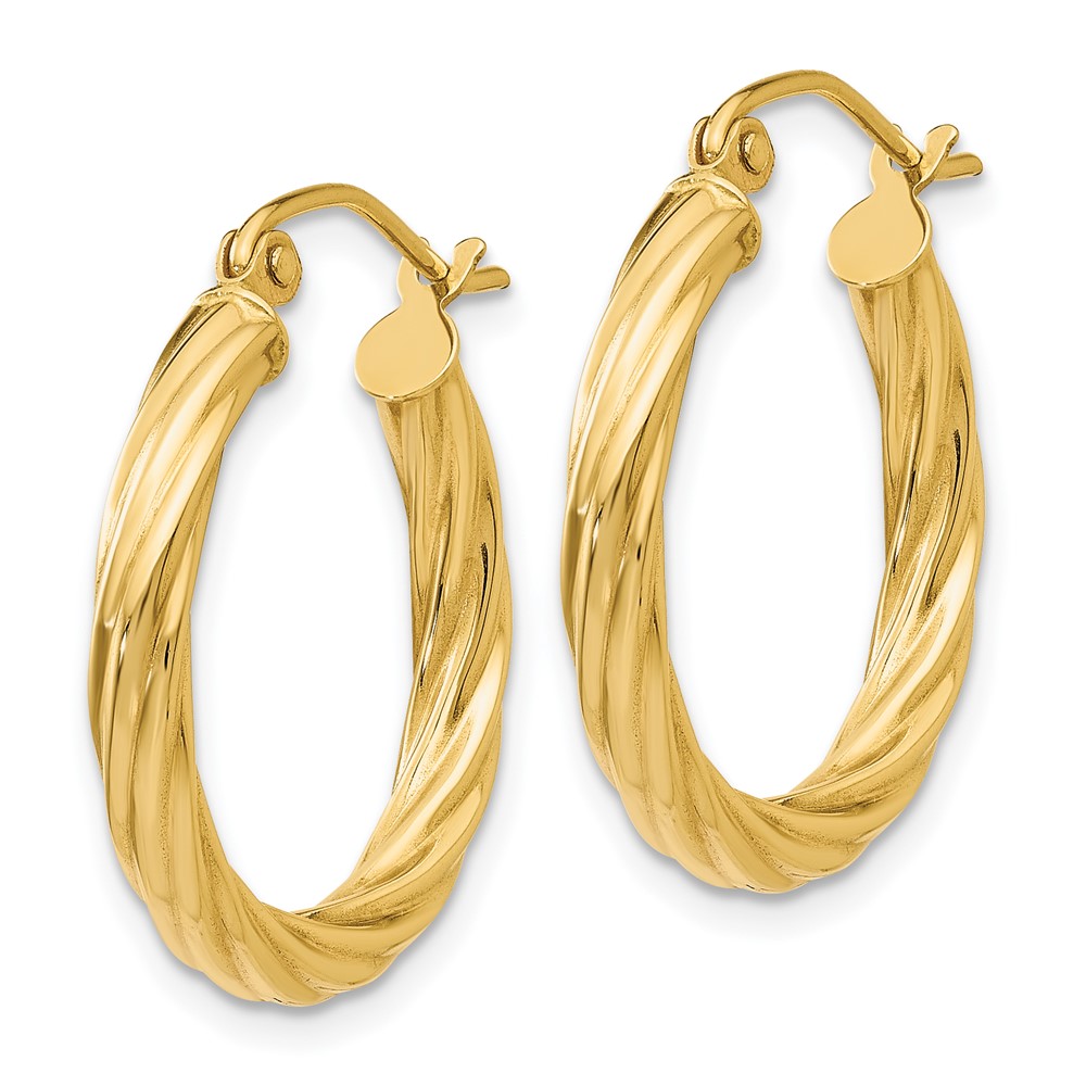 14k Polished 2.75mm Twisted Hoop Earrings (TC388)