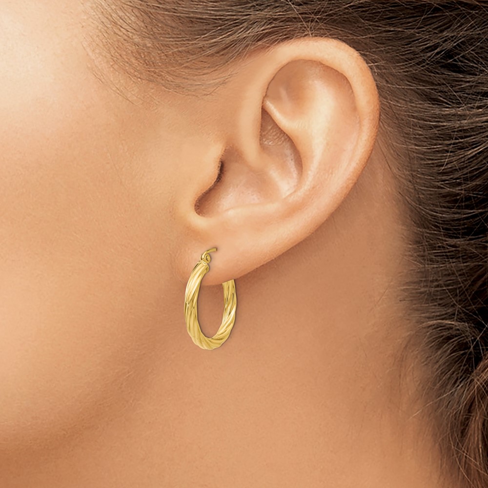 14k Polished 2.75mm Twisted Hoop Earrings (TC388)