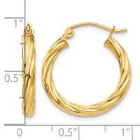 14K Yellow Gold Polished 2.75mm Twisted Hoop Earrings view 4