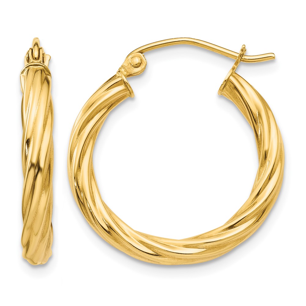 14k Polished 2.75mm Twisted Hoop Earrings (TC388)