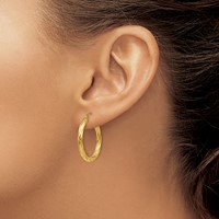 14K Yellow Gold Polished 3.25mm Twisted Hoop Earrings view 3