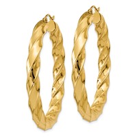 14K Yellow Gold Polished 5.0mm Twisted Hoop Earrings view 2