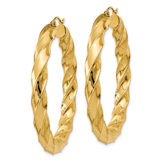 5mm Gold Twisted Tube Hoop Earrings