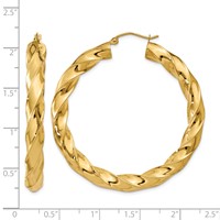 14K Yellow Gold Polished 5.0mm Twisted Hoop Earrings view 4