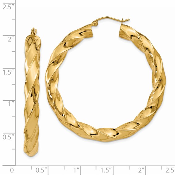 5mm Gold Twisted Tube Hoop Earrings