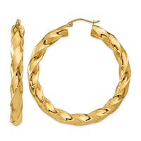 14K Yellow Gold Polished 5.0mm Twisted Hoop Earrings view 1