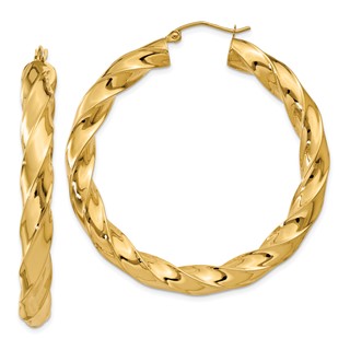 5mm Gold Twisted Tube Hoop Earrings