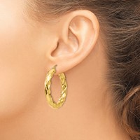14K Yellow Gold Polished 5.0mm Twisted Hoop Earrings view 3