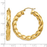 14K Yellow Gold Polished 5.0mm Twisted Hoop Earrings view 4