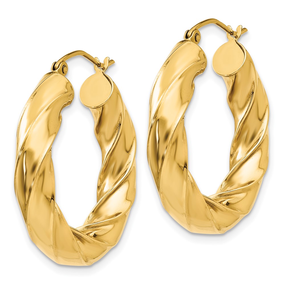 14k Polished 5.0mm Twisted Hoop Earrings (TC395)
