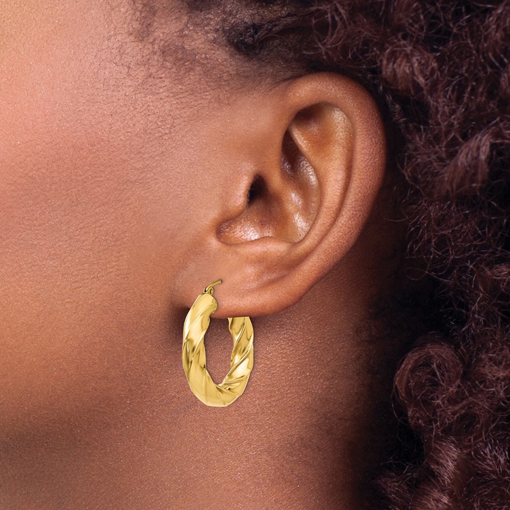 14k Polished 5.0mm Twisted Hoop Earrings (TC395)