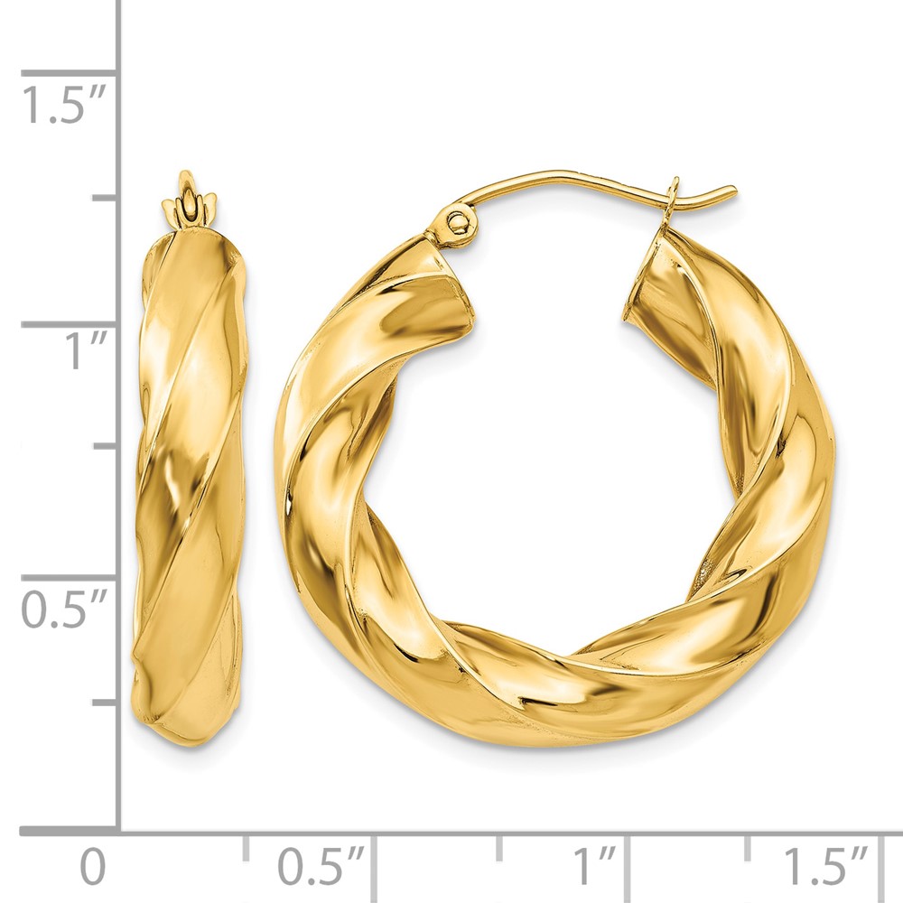 14k Polished 5.0mm Twisted Hoop Earrings (TC395)