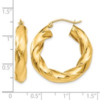 14K Yellow Gold Polished 5.0mm Twisted Hoop Earrings view 4