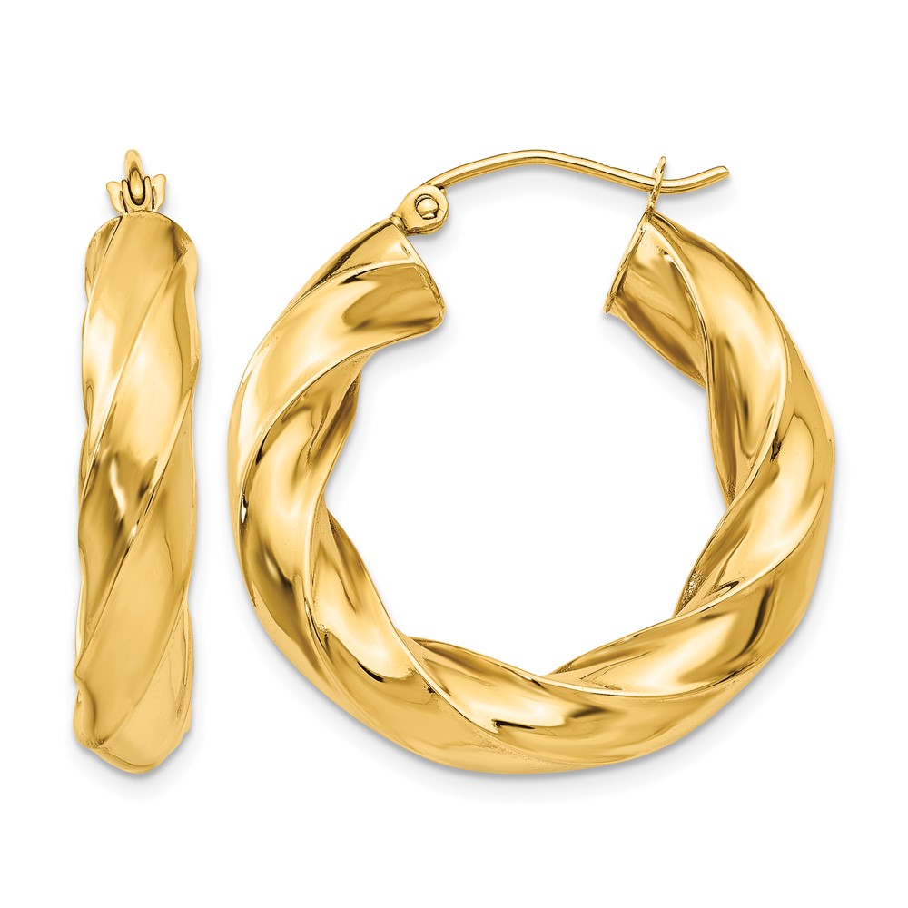 14k Polished 5.0mm Twisted Hoop Earrings (TC395)
