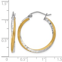 14K & Rhodium Diamond-cut 2.5mm Twisted Hoop Earrings view 4