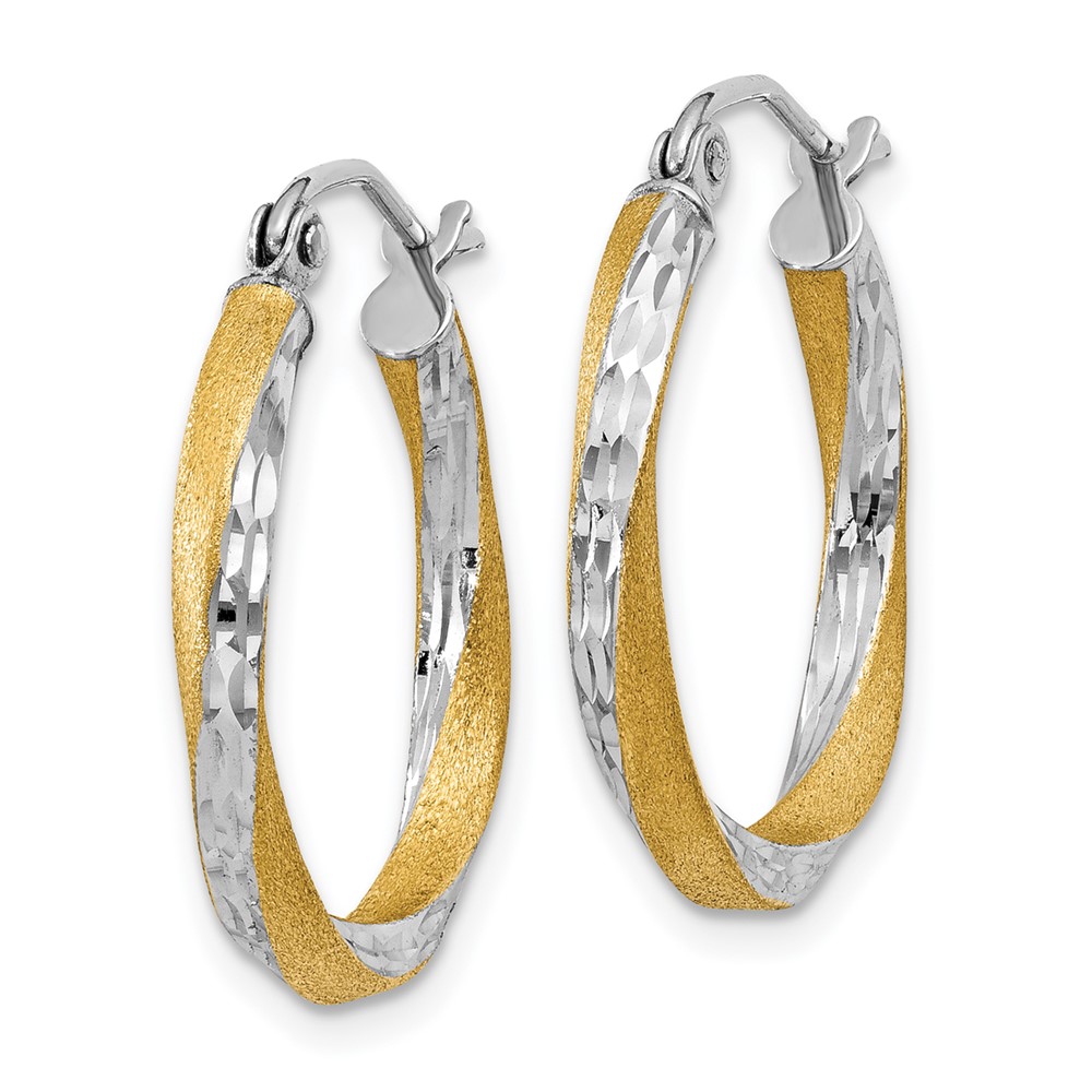 14k & Rhodium Diamond-cut 2.5mm Twisted Hoop Earrings (TC432)
