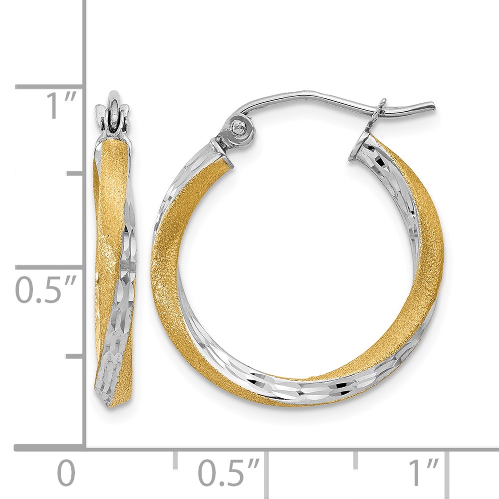 14k & Rhodium Diamond-cut 2.5mm Twisted Hoop Earrings (TC432)
