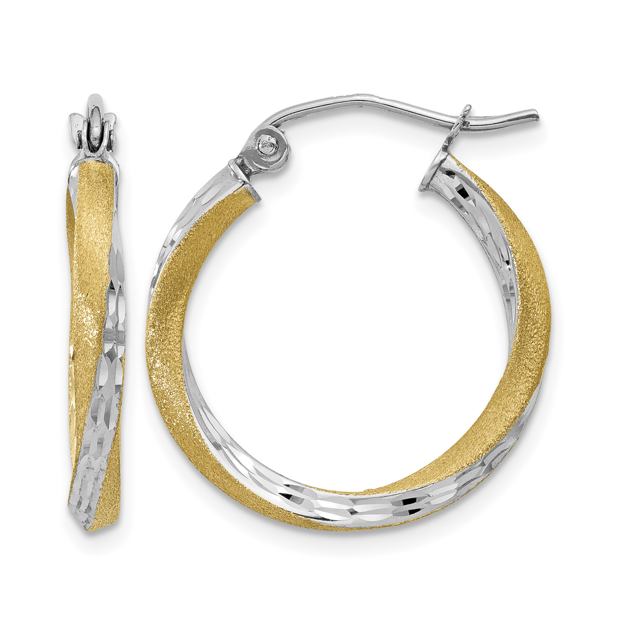 14k & Rhodium Diamond-cut 2.5mm Twisted Hoop Earrings (TC432)