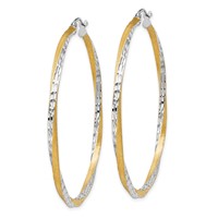 14K & Rhodium Diamond-cut 2.5mm Twisted Hoop Earrings view 2