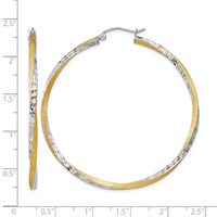 14K & Rhodium Diamond-cut 2.5mm Twisted Hoop Earrings view 4