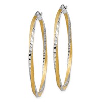 14K & Rhodium Diamond-cut 2.5mm Twisted Hoop Earrings view 2