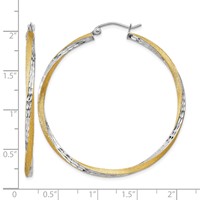 14K & Rhodium Diamond-cut 2.5mm Twisted Hoop Earrings view 4