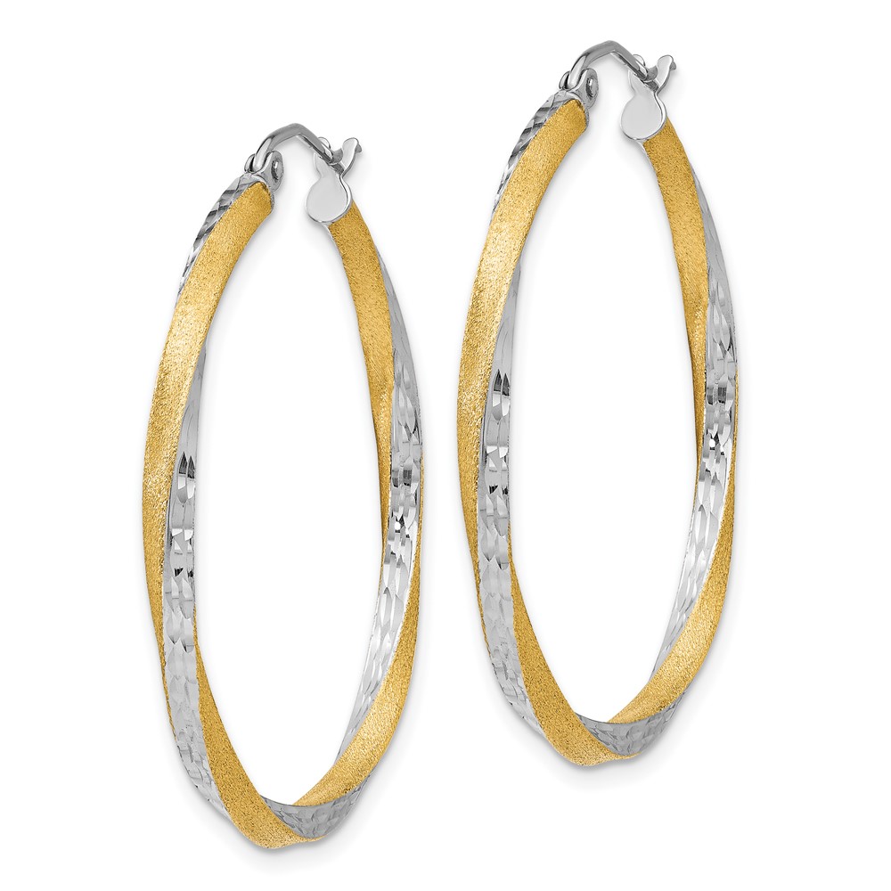 14k & Rhodium Diamond-cut 2.5mm Twisted Hoop Earrings (TC436)