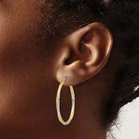 14K & Rhodium Diamond-cut 2.5mm Twisted Hoop Earrings view 3