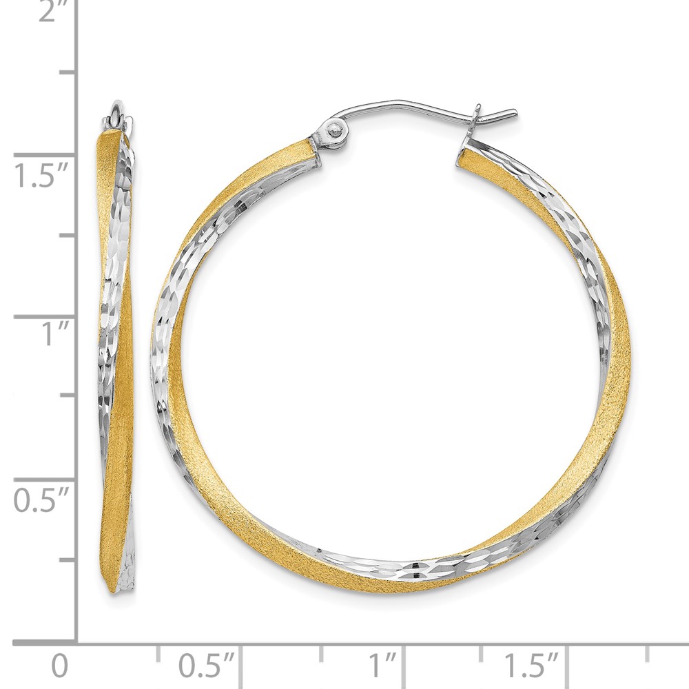 14k & Rhodium Diamond-cut 2.5mm Twisted Hoop Earrings (TC436)