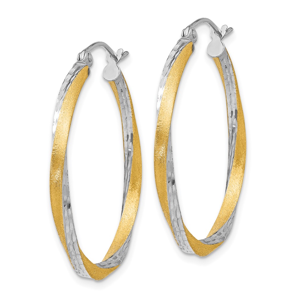 14k & Rhodium Diamond-cut 2.5mm Twisted Hoop Earrings (TC437)