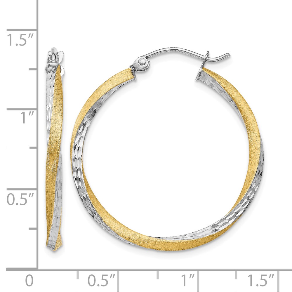 14k & Rhodium Diamond-cut 2.5mm Twisted Hoop Earrings (TC437)