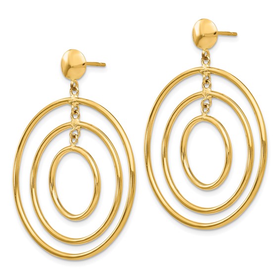 14k Polished Graduated Circles Dangle Post Earrings