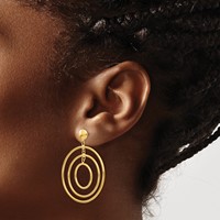 14K Yellow Gold Polished Graduated Circles Dangle Post Earrings view 3