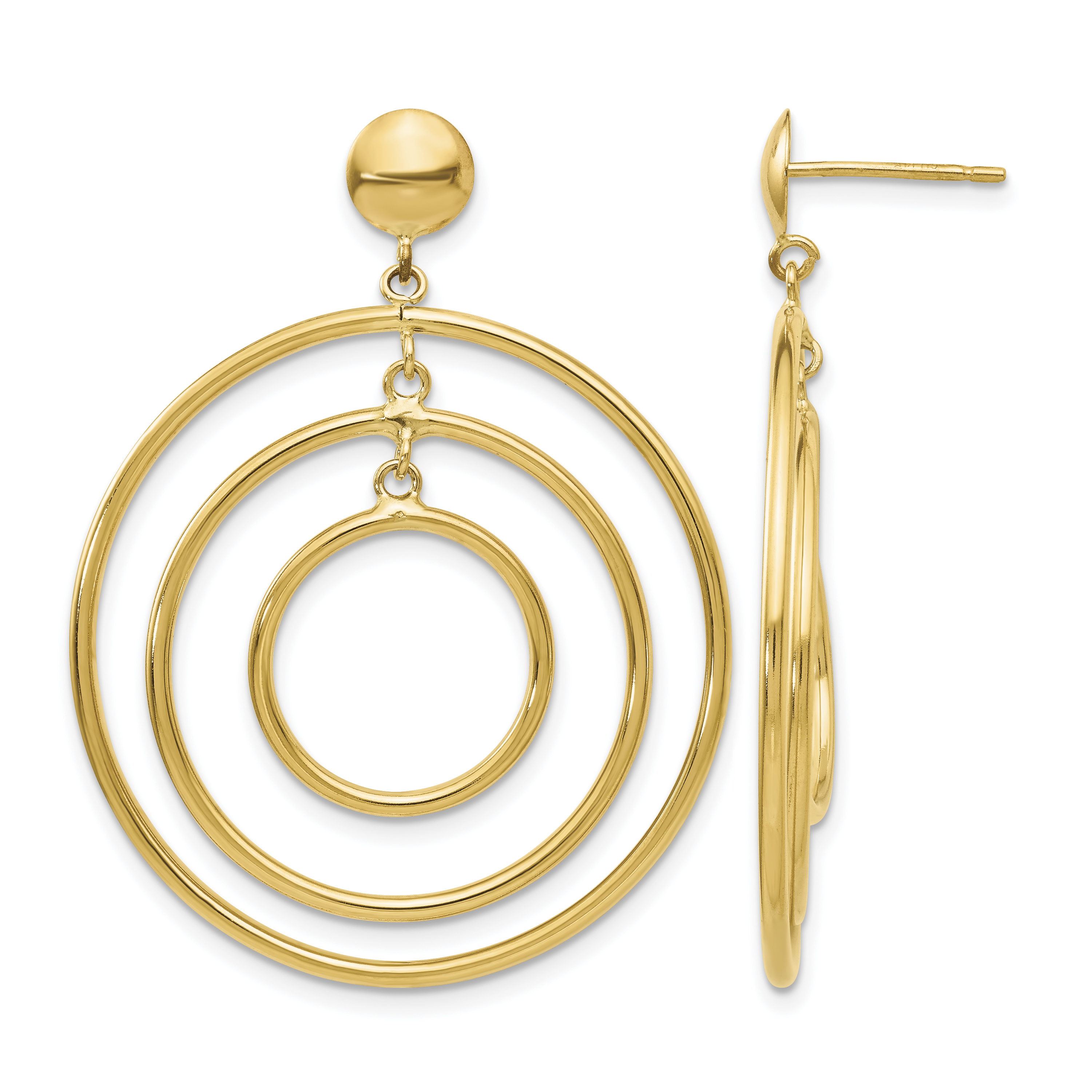 14k Fancy Circle Dangle Post Earrings (TC490)