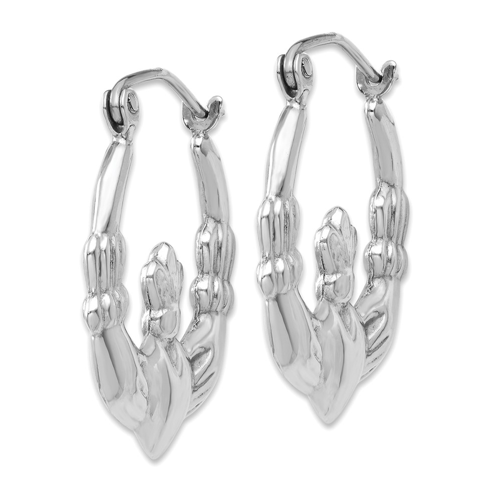 14k White Gold Claddagh Hoop Earrings (TC499)