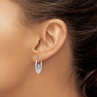 14K White Gold Claddagh Hoop Earrings view 3