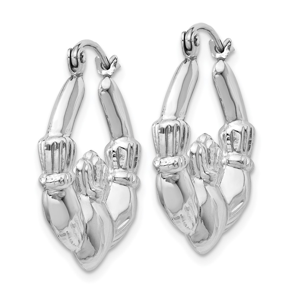 14k White Gold Claddagh Hoop Earrings (TC500)
