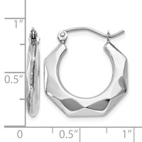 14K White Gold Faceted Hoop Earrings view 4