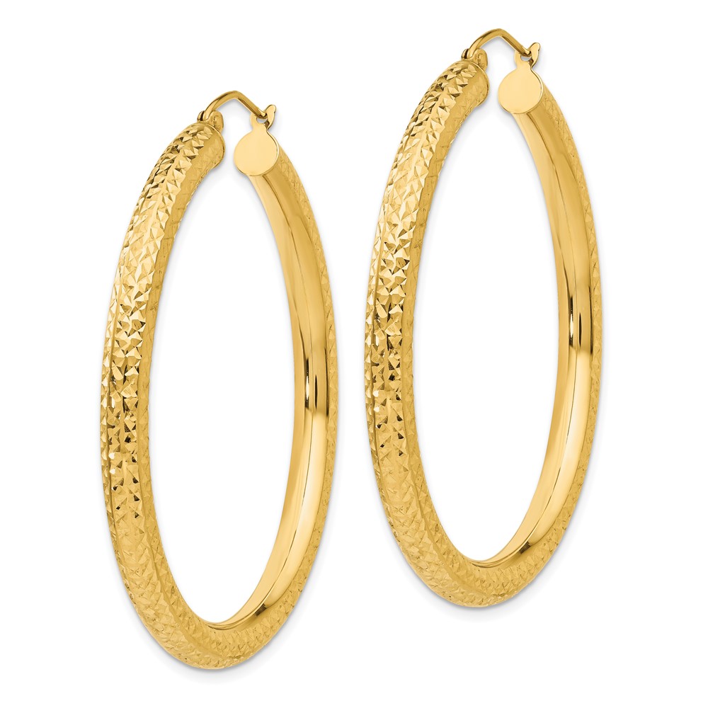 14k Diamond-cut 4mm Round Hoop Earrings (TC537)