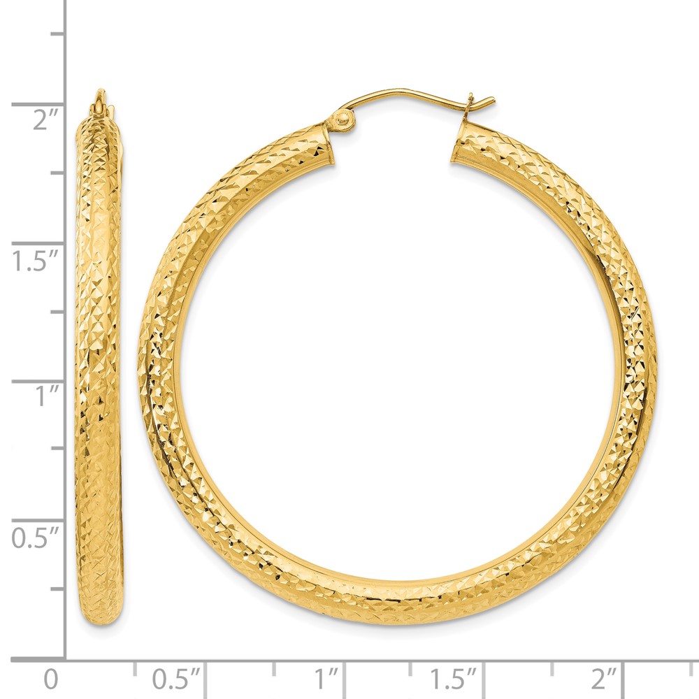 14k Diamond-cut 4mm Round Hoop Earrings (TC537)