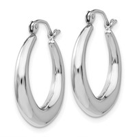 14K White Gold Polished Hoop Earrings view 2