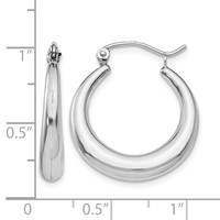 14K White Gold Polished Hoop Earrings view 4