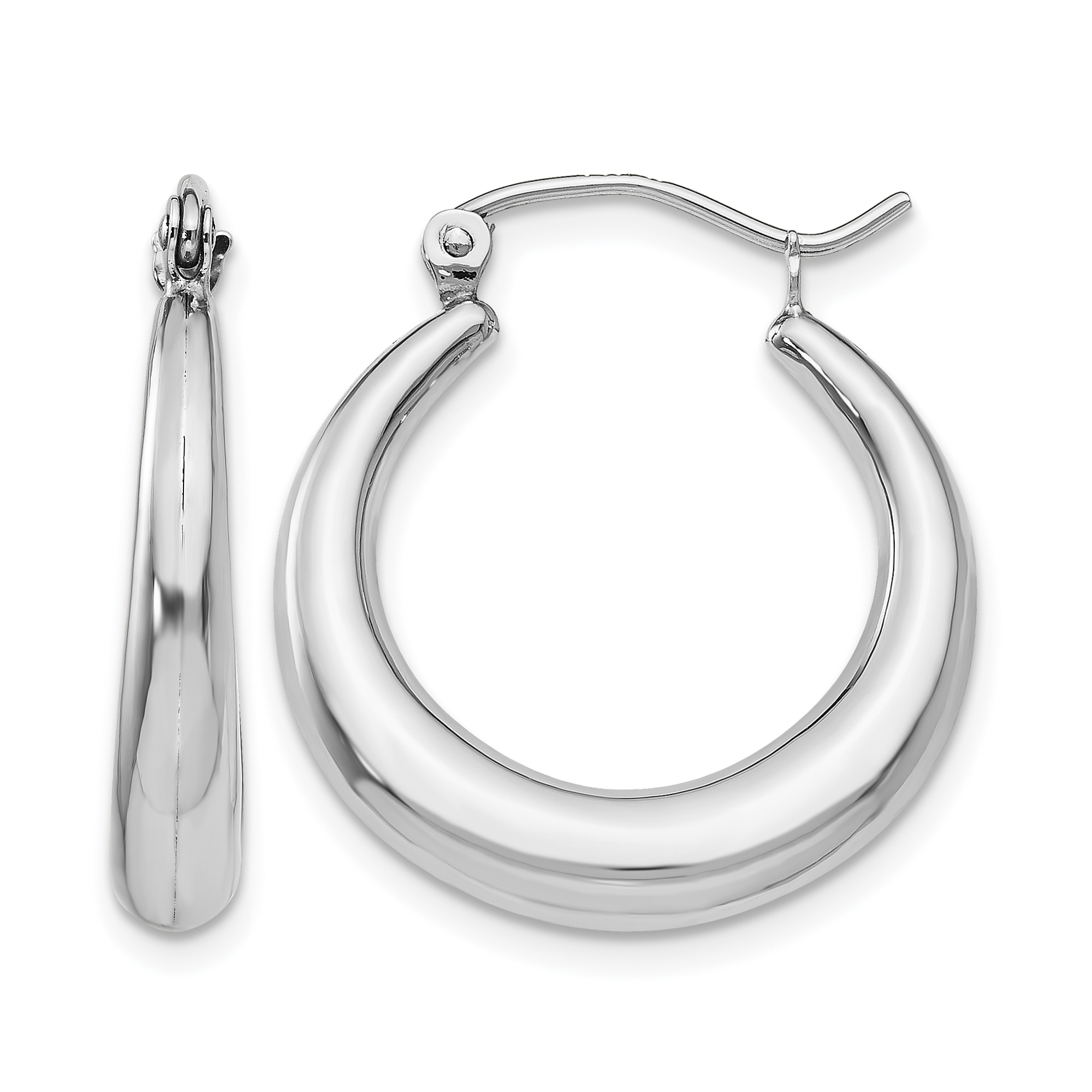 14k White Gold Polished Hoop Earrings (TC543)