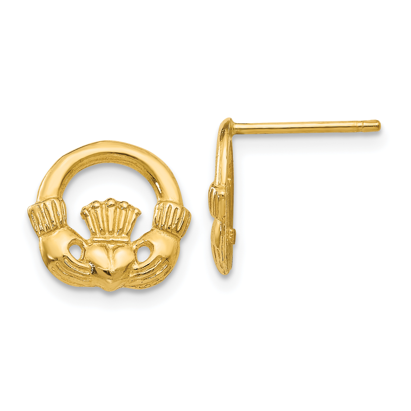 14k Claddagh Post Earrings (TC556)